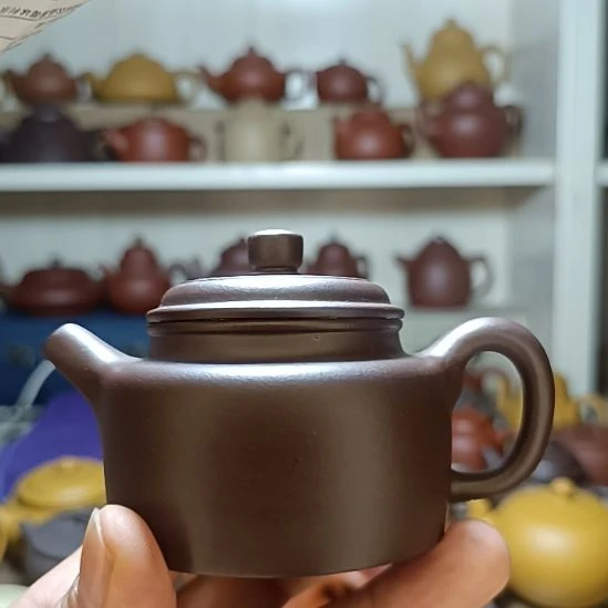 紫砂茶壶原矿紫泥德钟内推160cc半手工