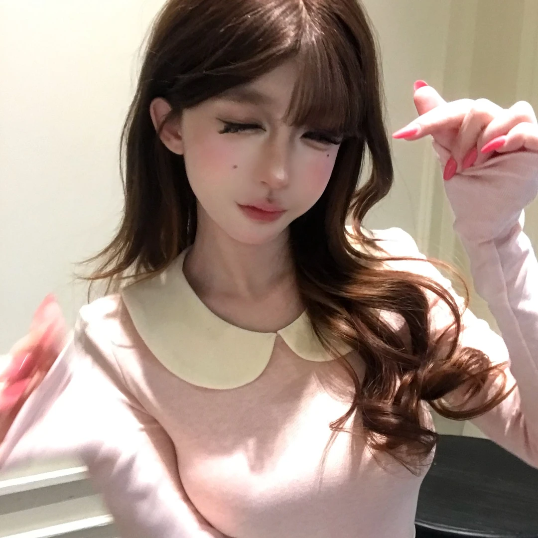 小洋家【甜心公主】秋季新款纯欲风娃娃领修身显瘦甜妹约会裙子L