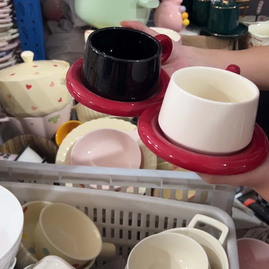 瓷片黑白咖啡杯两套微瑕