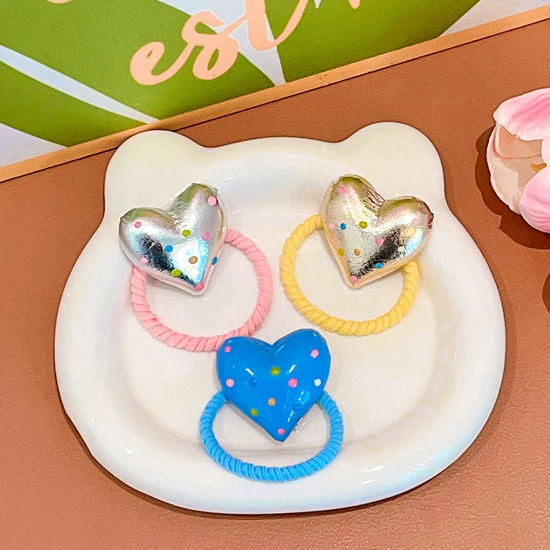 波点爱心发圈高弹力简约头饰适合女童扎头发