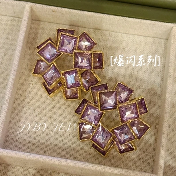 合金亚克力耳饰 2115 气质百搭中古简约超仙法式复古仙气耳钉