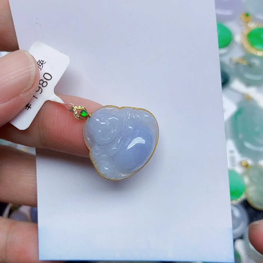 翡翠18K金镶嵌颈饰356786