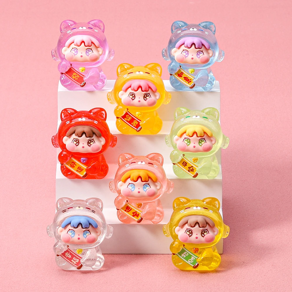 透色网红手工招财女孩摆件生日礼物家用可爱创意