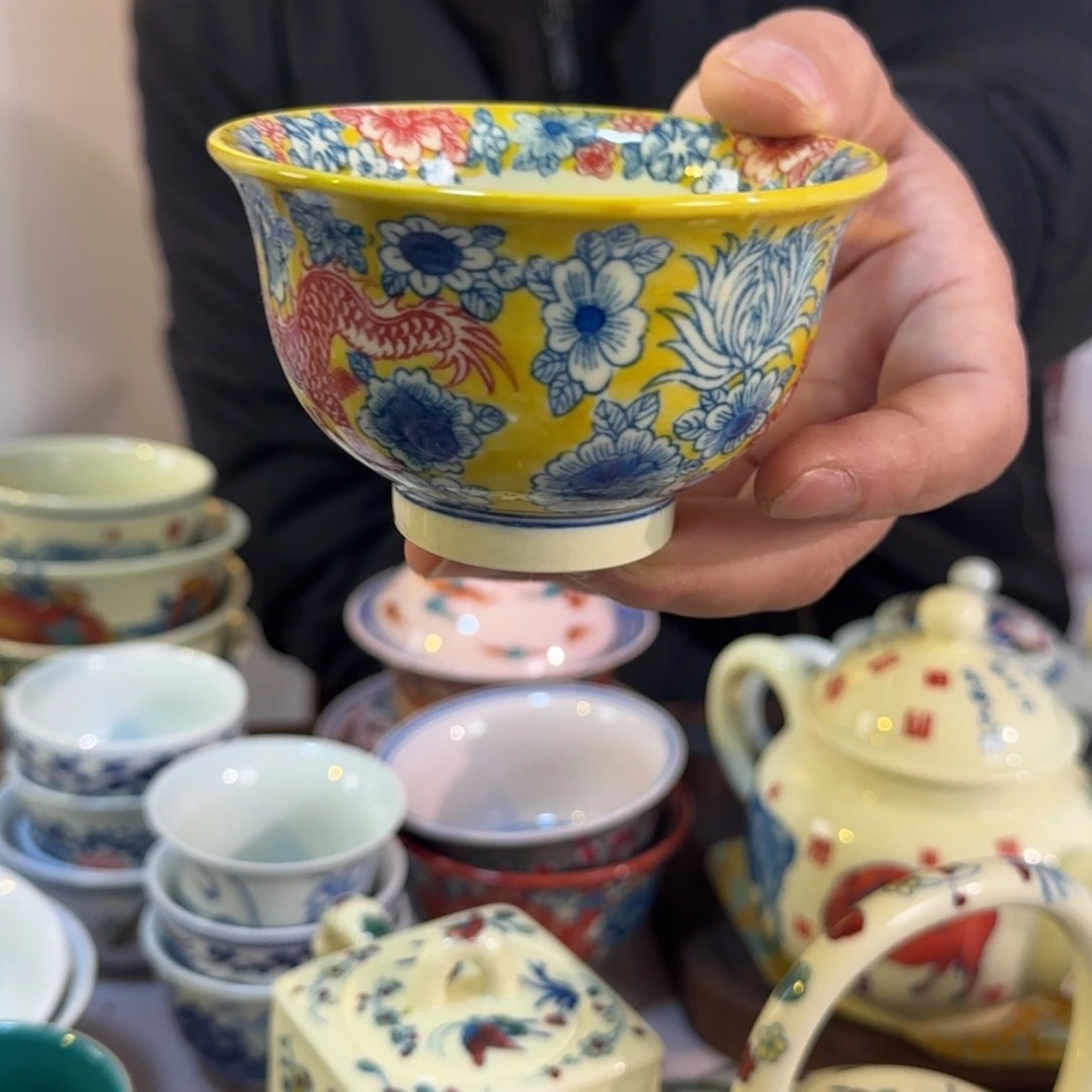 陶其他龙纹花纹压手杯