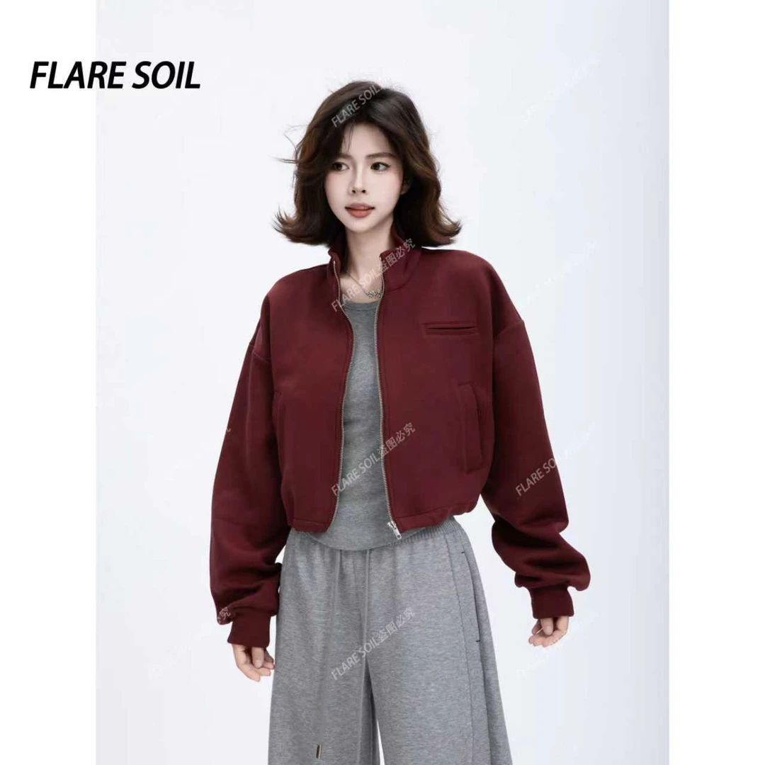 【FLARE SOIL】（现货）秋冬两件套立领外套+吊带背心时尚套装 T4671A
