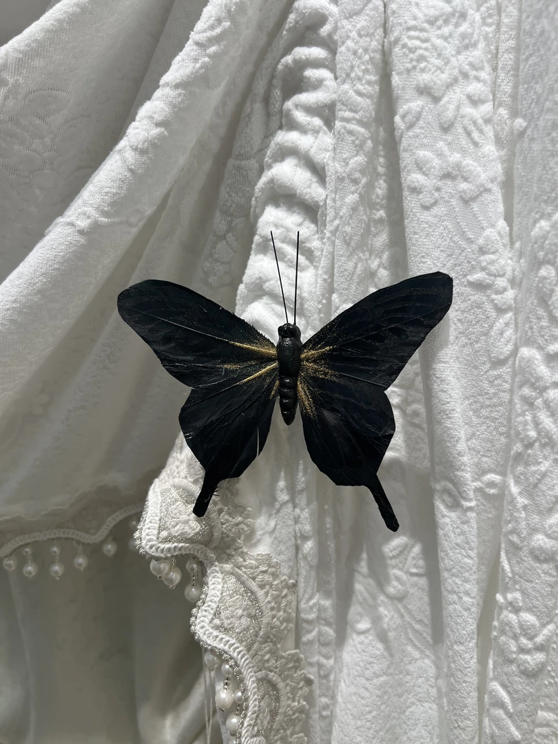 【云汐工艺】黑蝴蝶窗纱配件窗帘