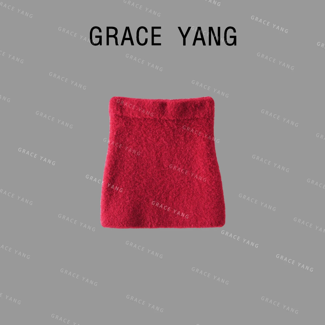 显白满分法式简约氛围针织羊毛半身裙