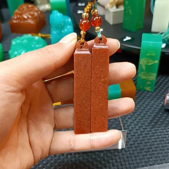 印石寿山石一对如意钮