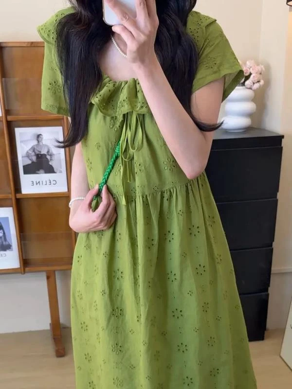 2025夏季上新薄荷梦境森林风宽松显瘦连衣裙