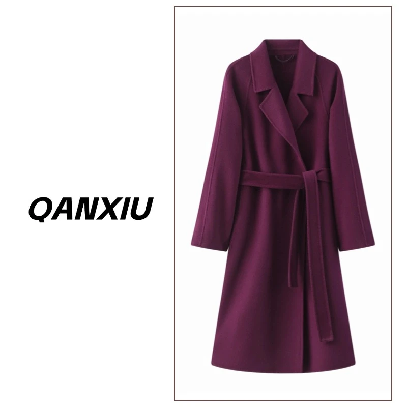 #高圆圆明星款#10%羊绒双面羊绒长款百搭双面呢羊绒毛呢外套2423