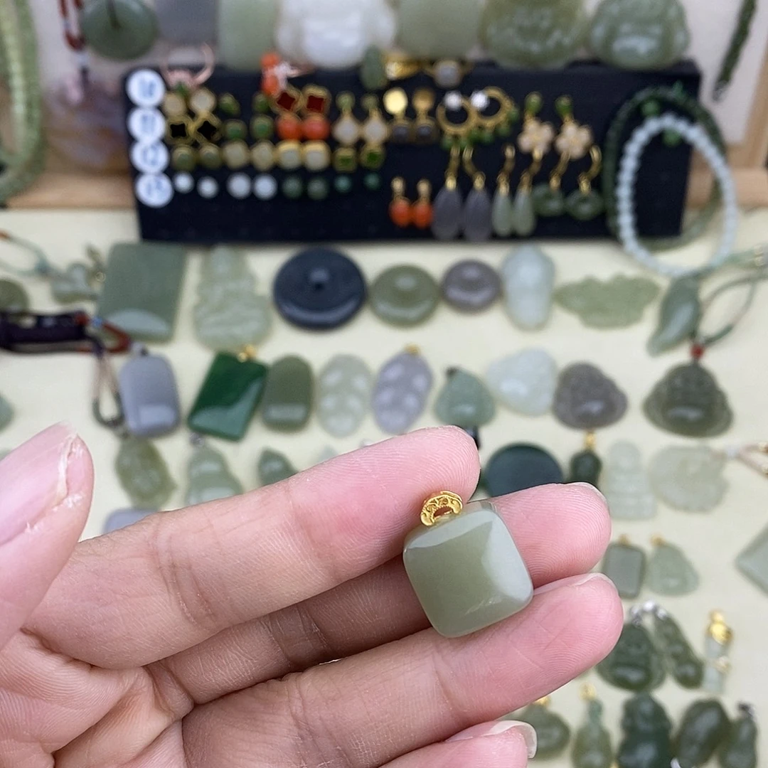 和田玉银S925镶嵌吊坠(不含链)