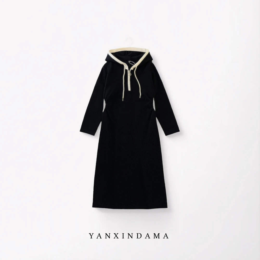 大码女装260斤胖MM专属时尚宽松显瘦高腰拉链连帽气质长裙131946