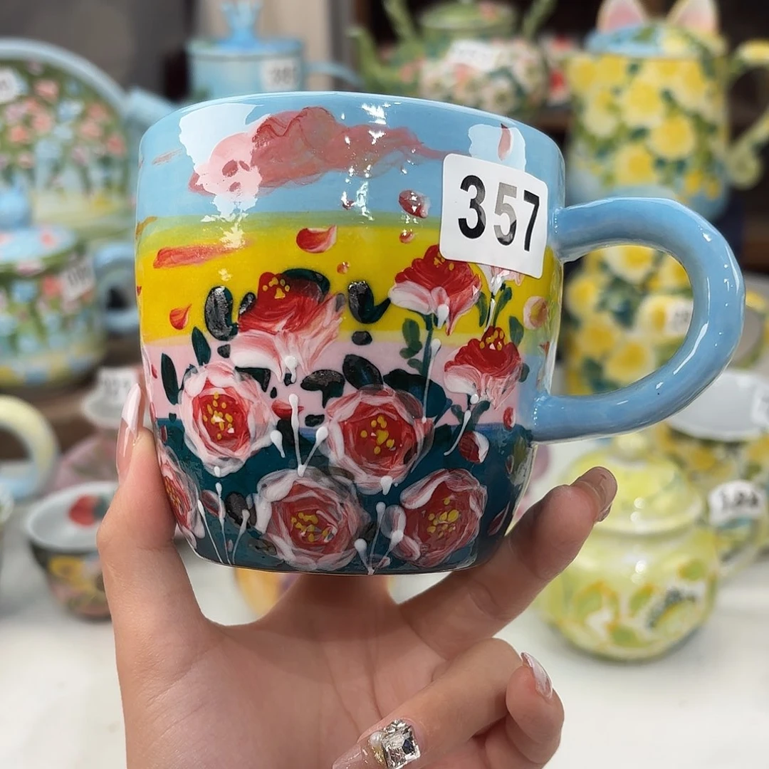 瓷片景德镇手绘高温釉下彩陶瓷茶具