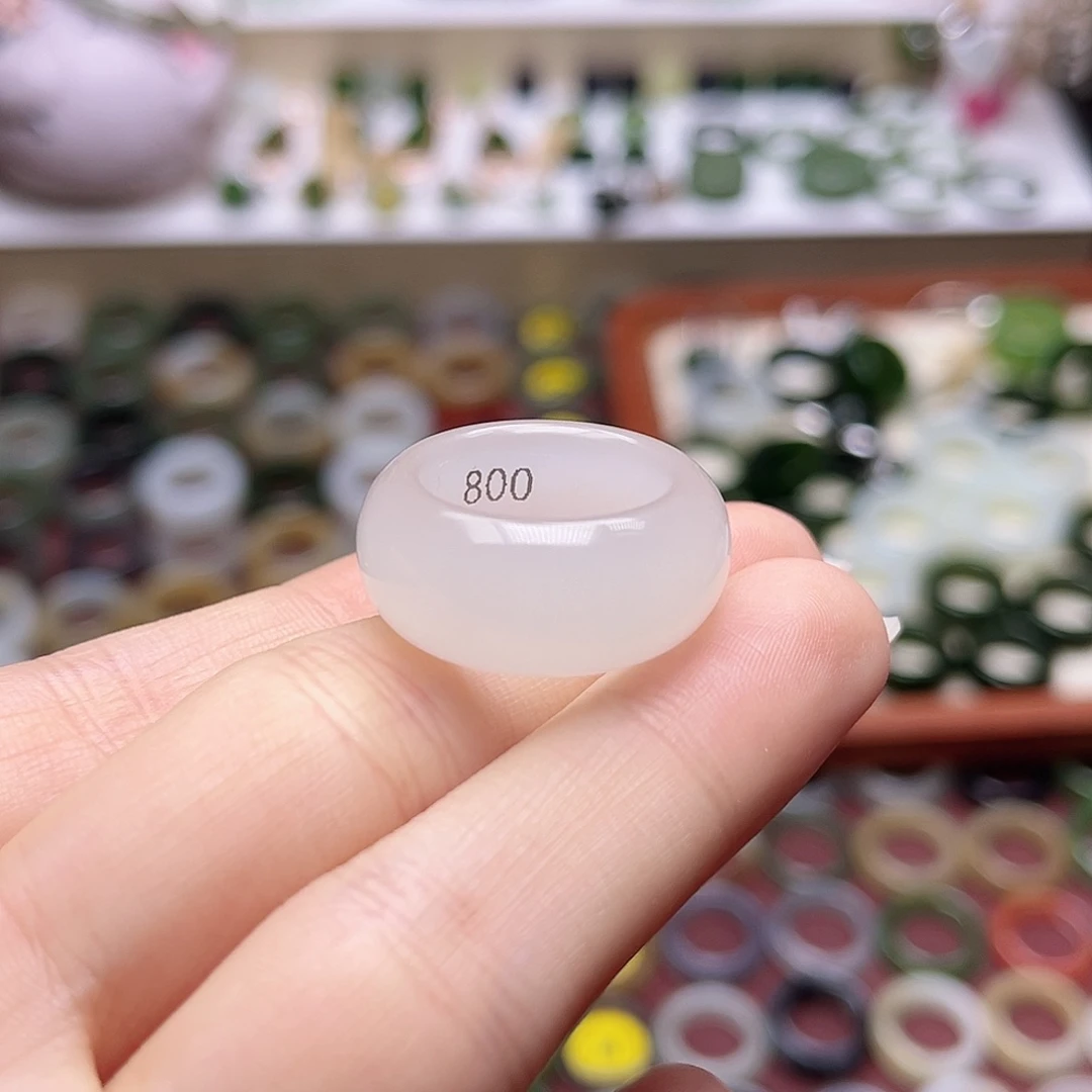 和田玉戒指未镶嵌16.0冰白甜甜圈