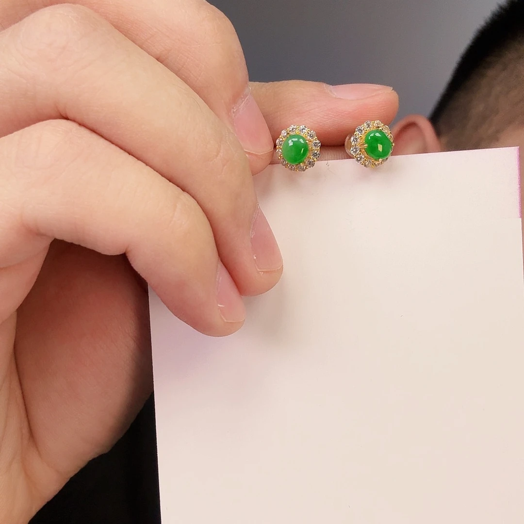 翡翠颈饰银S925镶嵌一对