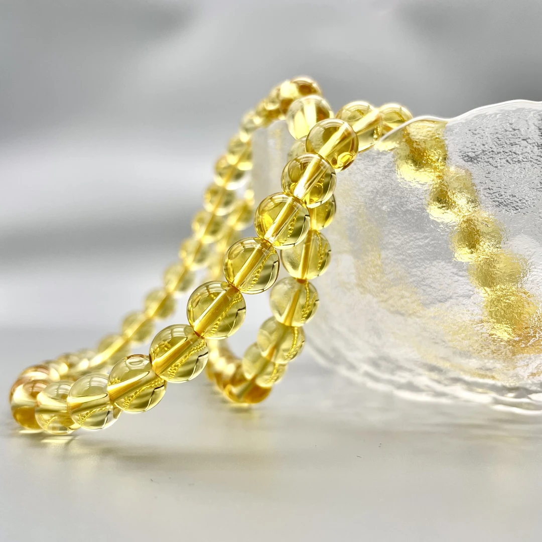 8mm黄水三圈珠串双A冰透款