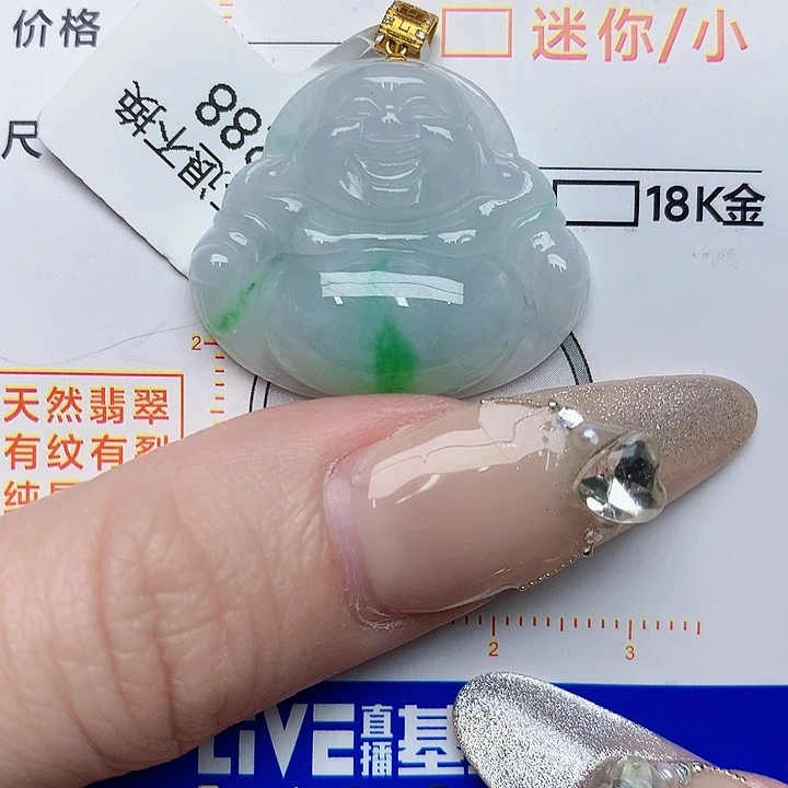 翡翠颈饰18K金镶嵌佛公