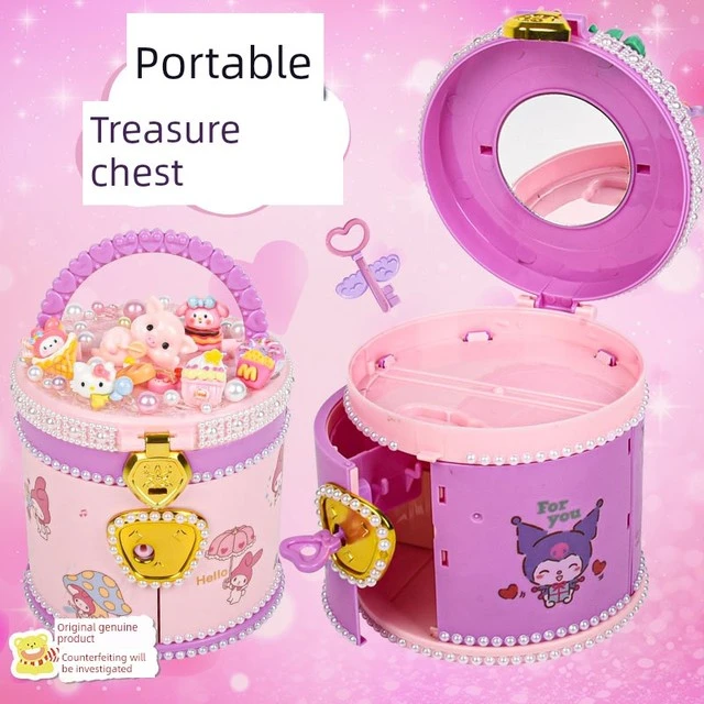 便携式宝盒儿童手工DIY奶油胶材料包，使公主珠宝收纳盒女孩的礼