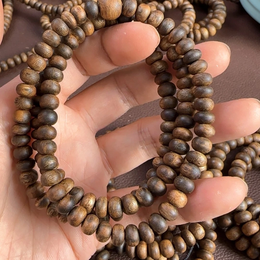 沉香手串奇楠金沙叶算盘珠20克，0.8