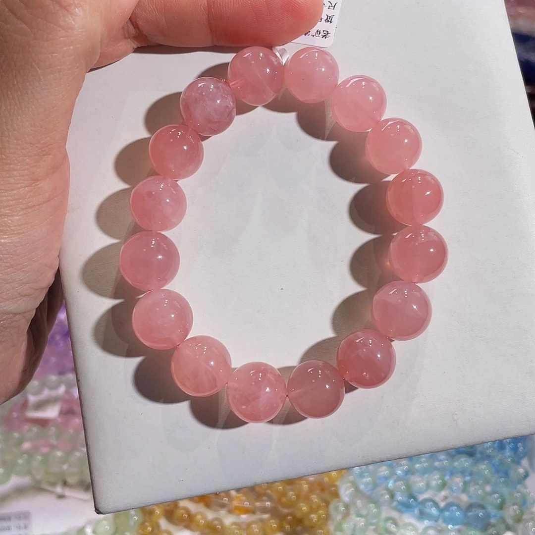 未镶嵌手链水晶老矿蜜桃粉晶13.3mm