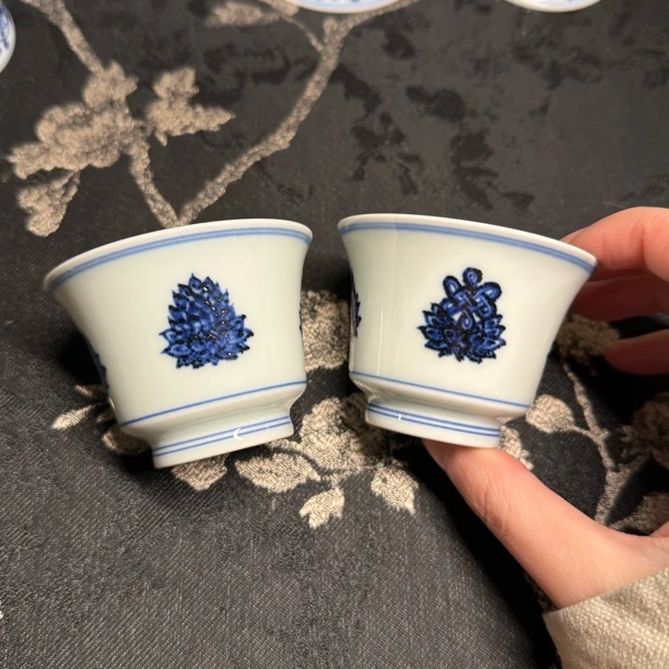 【零零严选】松风馆藏仿明青花八宝莲托马蹄小杯