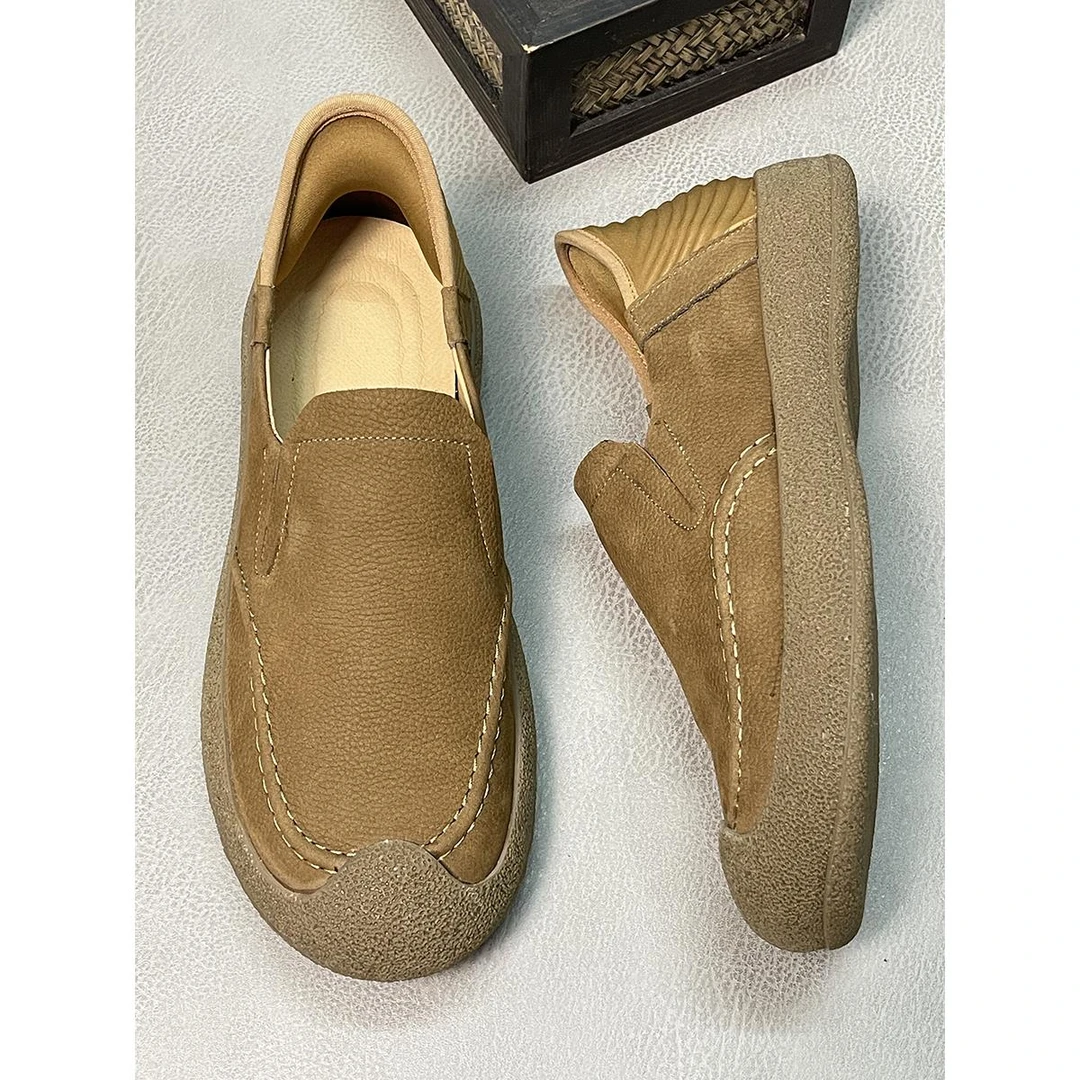 ICCLEK2025秋季新款男士厚底豆豆鞋软底透气乐福鞋一脚蹬懒人鞋