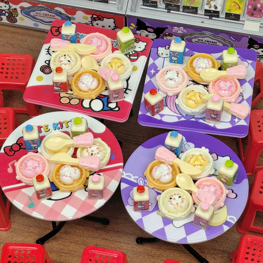超萌可爱迷你微缩折叠桌椅方桌仿真过家家玩具甜品食玩小摆件场景