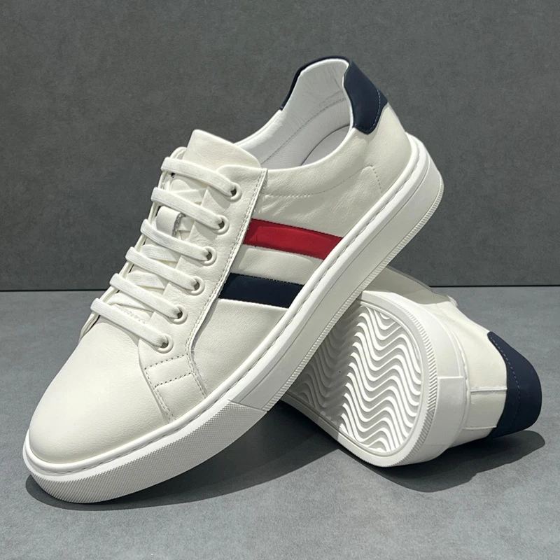 小白鞋男士爆款2025新款真皮板鞋子男款轻奢品质时尚百搭休闲男鞋