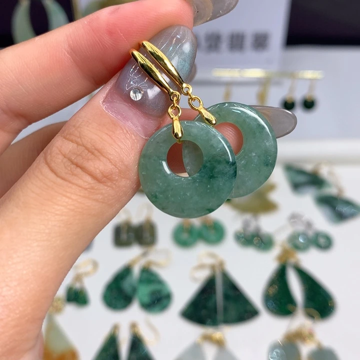 翡翠银S925镶嵌耳饰耳饰