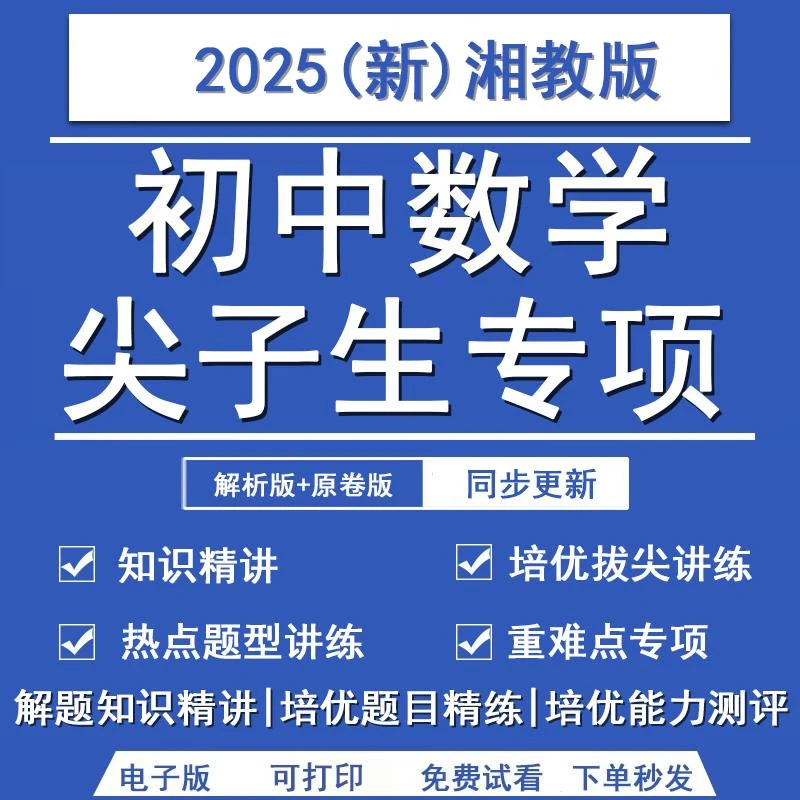 2025湘教版初中数学培优拔高压轴题专项练习题七八九年级电子版