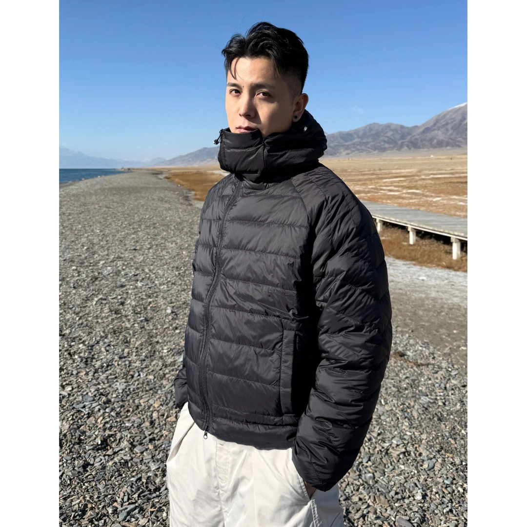 GP2 2025aw舒适90白鸭绒保暖连帽羽绒外套冬斜门襟轻薄排骨羽绒服