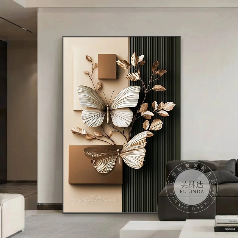 芙林达蝴蝶客厅装饰画2025新款轻奢高档餐厅玄关沙发背景墙壁挂画