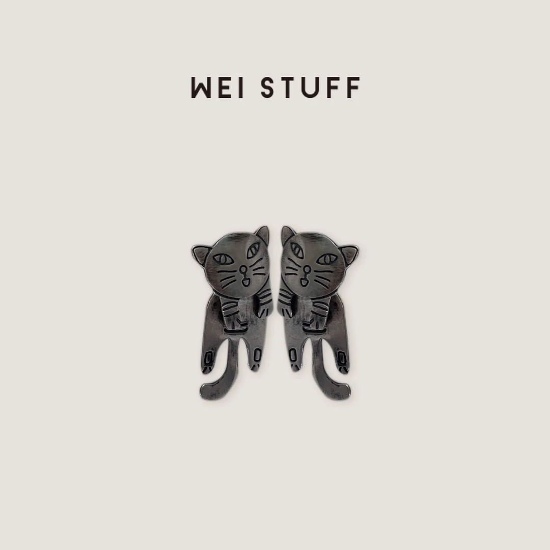 WEI STUFF 925银耳饰 个性创意小众个性复古做旧百搭简约钉 8934