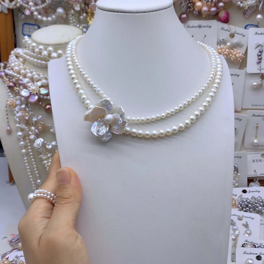 星***饭合金淡水珍珠耳饰