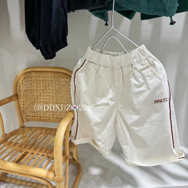 【捡漏】原创韩版男女童出街高颜值绣字母亮色七分中裤 6059