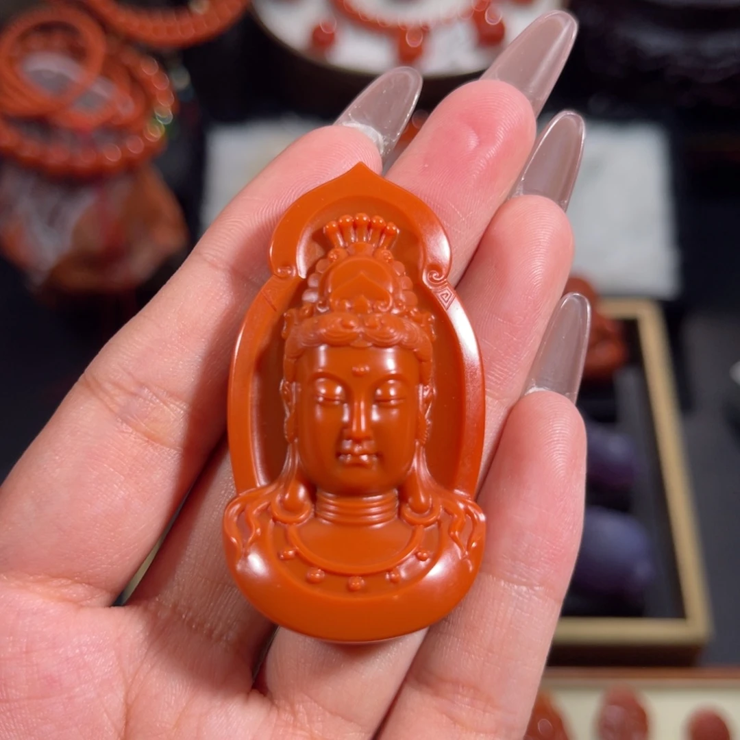 南红玛瑙未镶嵌正庄观音52.5*28.6