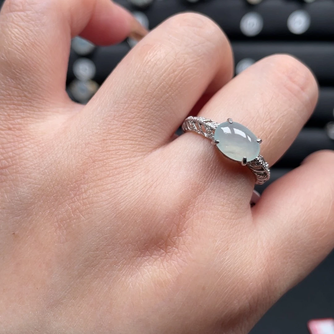 翡翠戒指银S925镶嵌戒指