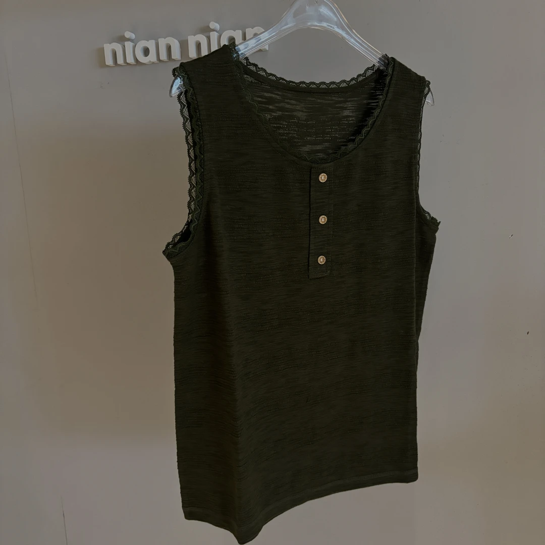 [夏2025]军绿色无袖针织背心iu3200