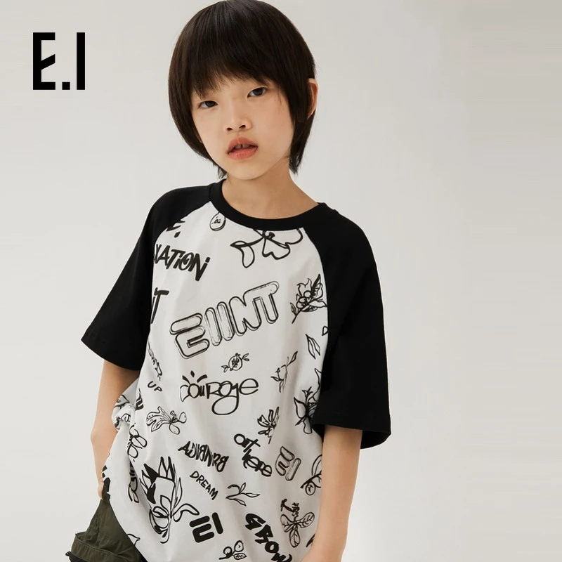 ei童装儿童短袖T恤夏装新款插字母印花亲子装男童D8242662889女童