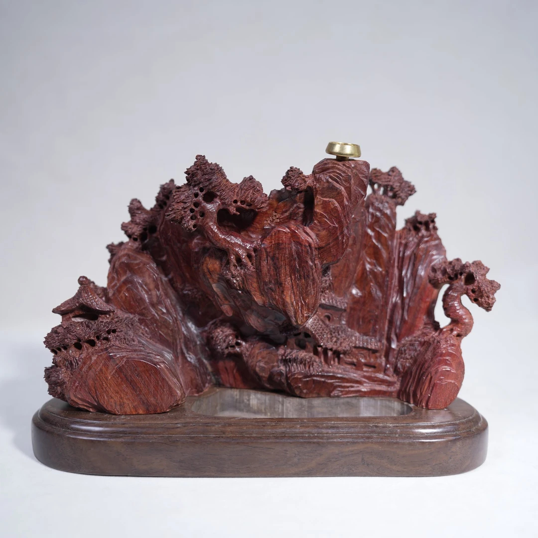 小叶紫檀倒流香摆件净重624克长23宽6高13cm