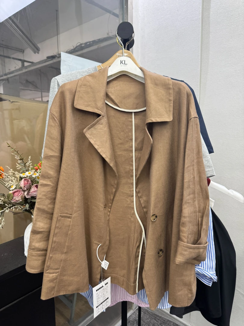 17513三色亚麻西装气质