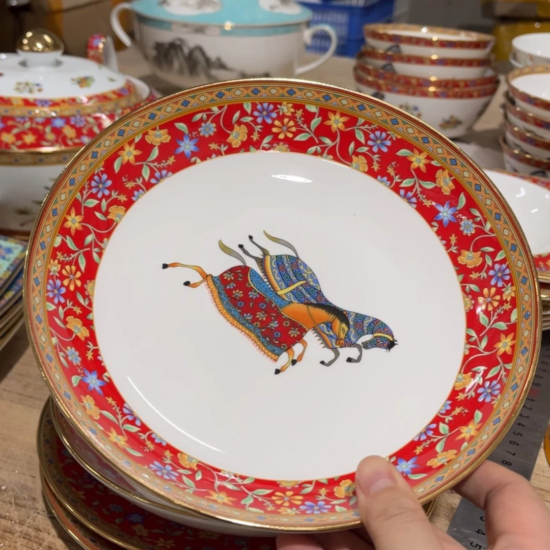 瓷片米*微瑕珐琅彩8寸4个深盘666666