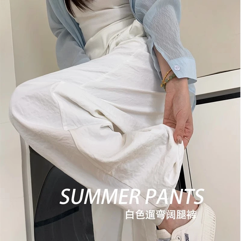 弯刀阔腿裤女2025新款春夏季薄款高腰直筒宽松垂感显瘦休闲山本裤