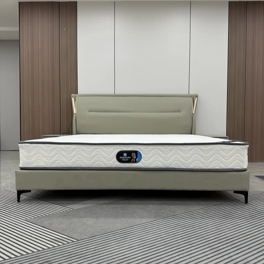 ST130轻奢简约现代主卧床室储物高箱皮艺床意式高端22米定制极简