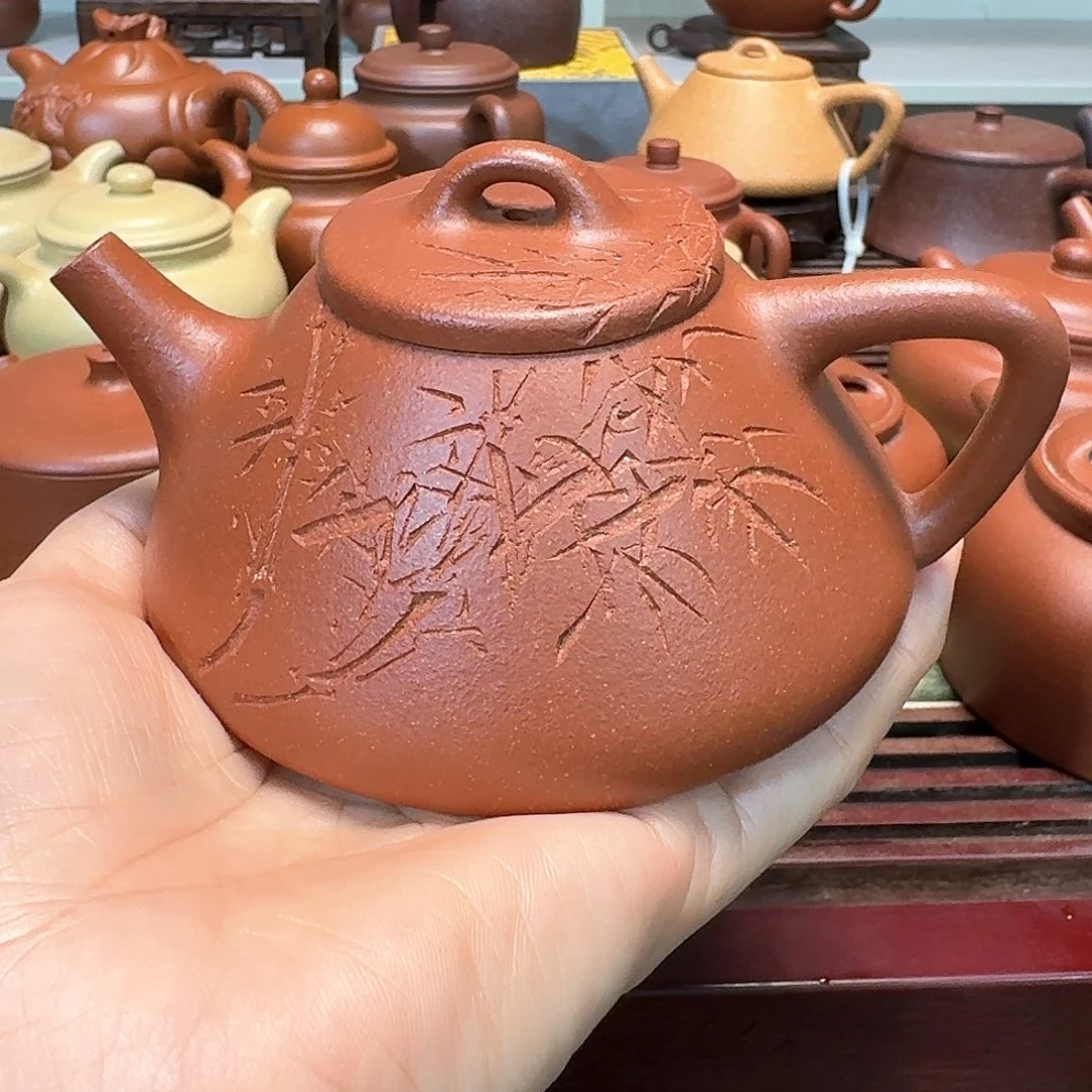 紫砂茶壶红降坡半手工
