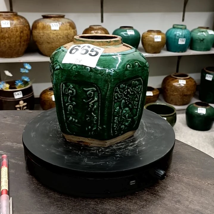 有机玻璃铜官窑茶叶罐件