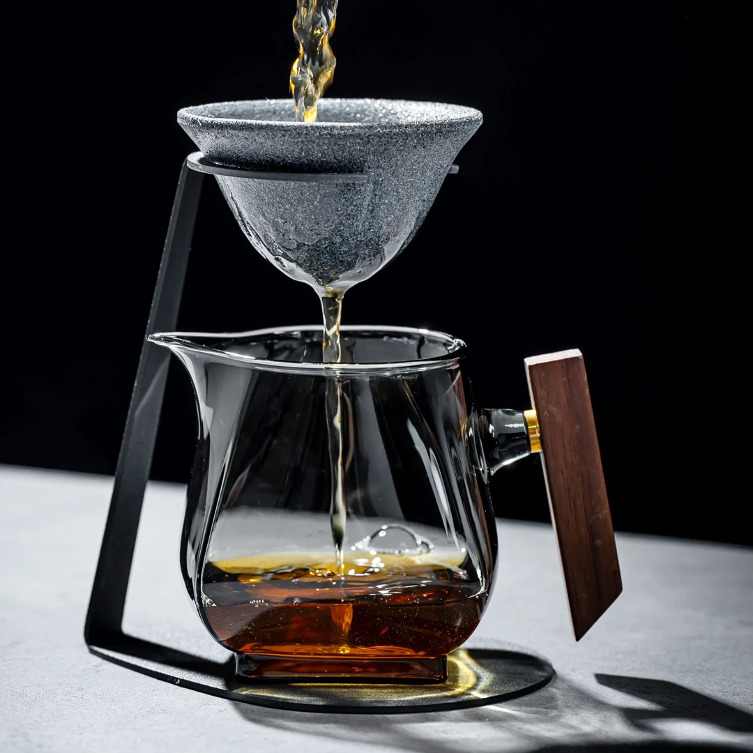 无孔茶漏茶滤玻璃公道杯一体茶隔茶水过滤高级分离器茶漏过滤器