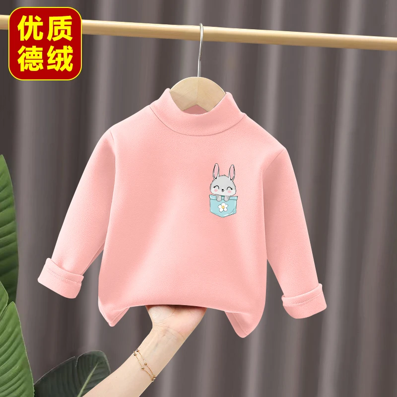 女童上衣2025冬季装新款德绒双面保暖儿童打底衫洋气爆款潮流