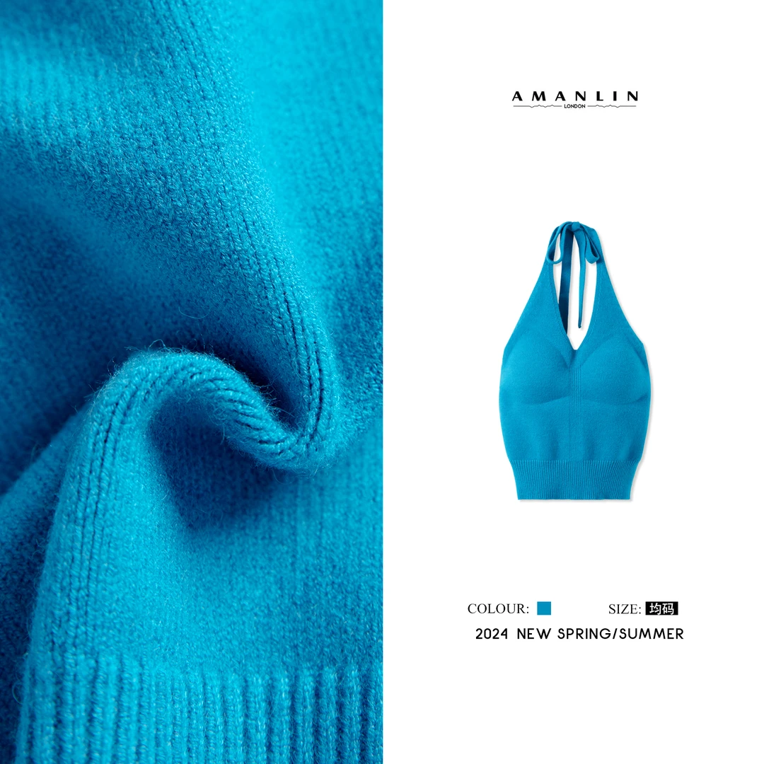 【AMANLIN】多巴胺带胸垫挂脖吊带背心穿搭港风辣妹上衣WS600228