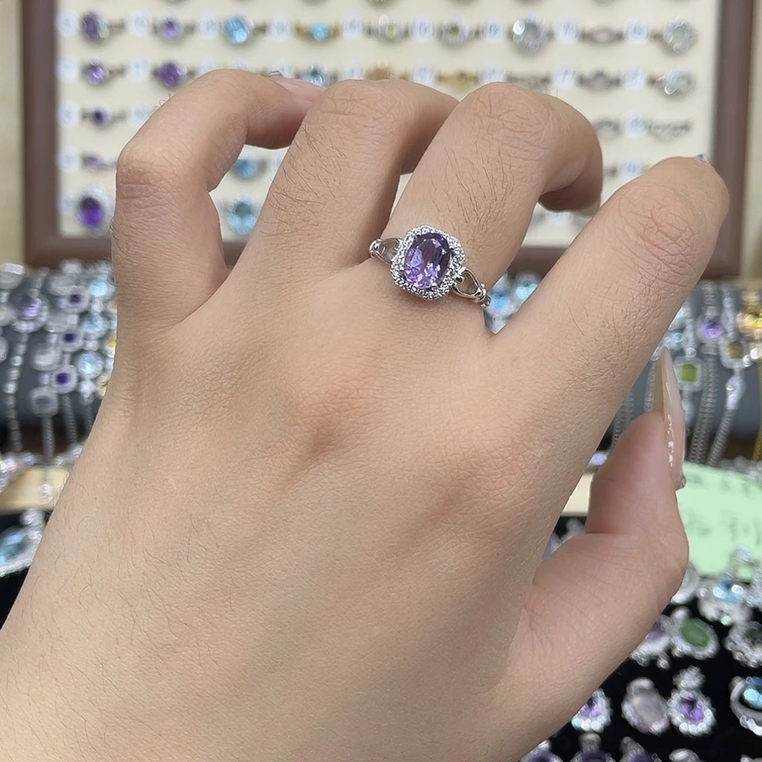 戒指紫晶银S925镶嵌
